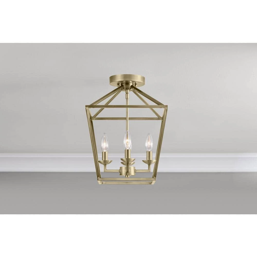 Home Decorators Collection Weyburn 16.5 in. 4-Light Brushed Brass Lantern Farmhouse Semi-Flush Mount Ceiling Light Fixture 4 Home Decorators Collection Weyburn 16.5 in. 4-Light Brushed Brass Lantern Farmhouse Semi-Flush Mount Ceiling Light Fixture - Image 2