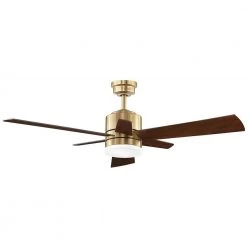Home Decorators Collection Hexton 52 in. Indoor Integrated LED Brushed Gold Ceiling Fan with Light Kit, Remote Control and 6 Reversible Blades -Home Decorators Soldes brushed gold home decorators collection ceiling fans with lights 56024 77 1000