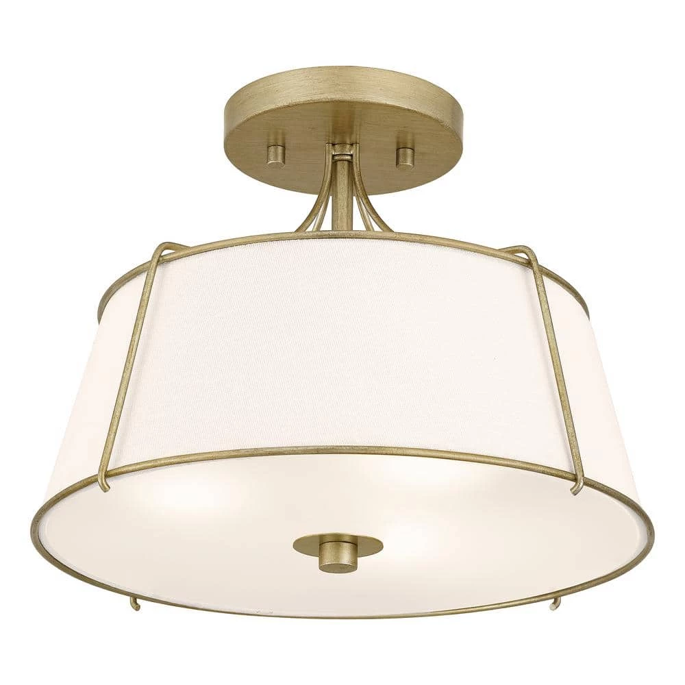 Home Decorators Collection Charleston Park 13 in. 3-Light Brushed Gold Semi-Flush Mount 10 Home Decorators Collection Charleston Park 13 in. 3-Light Brushed Gold Semi-Flush Mount - Image 8