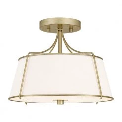 Home Decorators Collection Charleston Park 13 in. 3-Light Brushed Gold Semi-Flush Mount