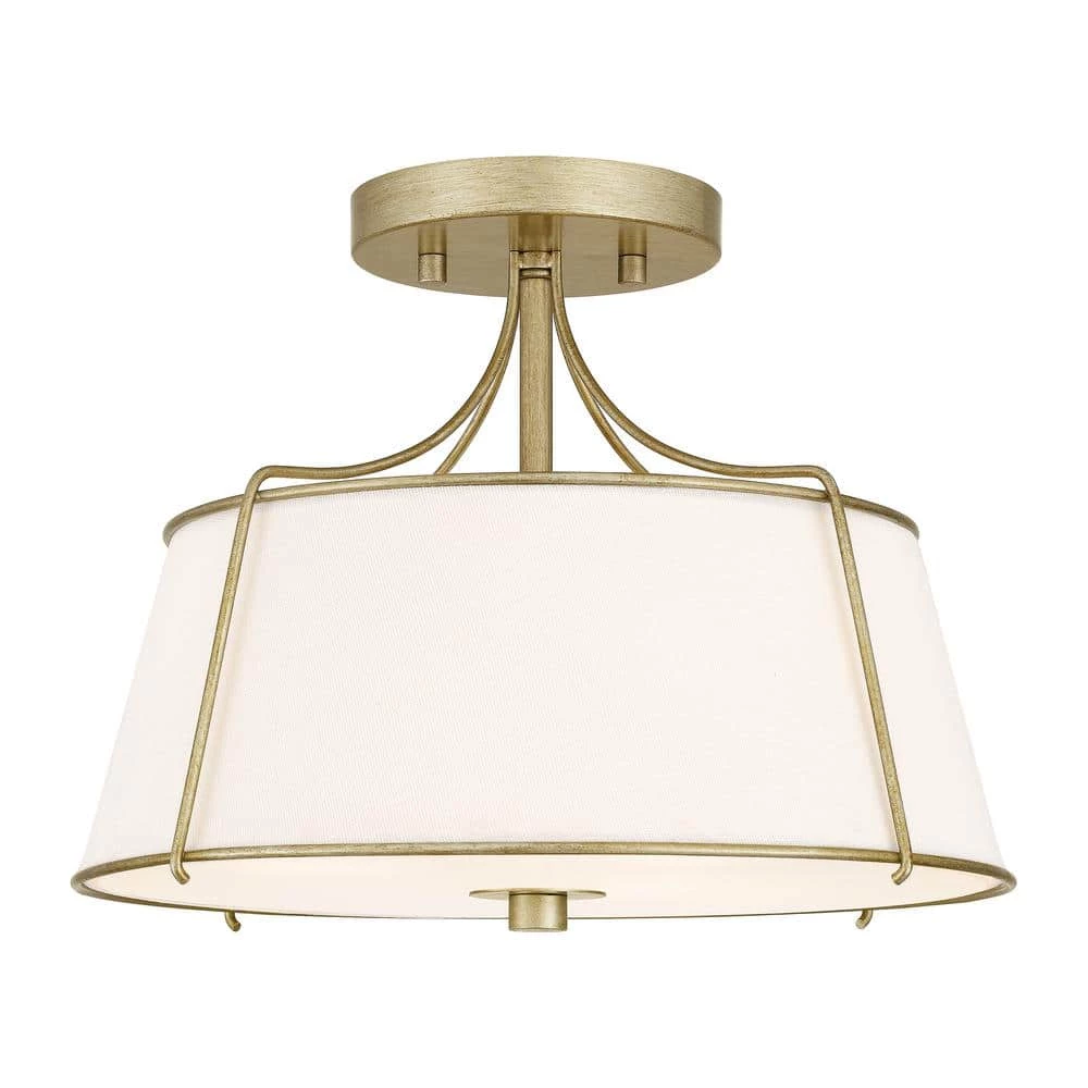 Home Decorators Collection Charleston Park 13 in. 3-Light Brushed Gold Semi-Flush Mount 3 Home Decorators Collection Charleston Park 13 in. 3-Light Brushed Gold Semi-Flush Mount