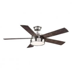Home Decorators Collection Cherwell 52 in. LED Brushed Nickel Ceiling Fan with Light and Remote Control works with Google and Alexa -Home Decorators Soldes brushed nickel and polished nickel home decorators collection ceiling fans with lights am658 bn pn b 1d 1000
