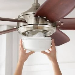 Home Decorators Collection Breezemore 56 in. Indoor LED Brushed Nickel Ceiling Fan with Light Kit, Downrod, DC Motor and Remote Control -Home Decorators Soldes brushed nickel home decorators collection ceiling fans with lights 51558 1d 1000