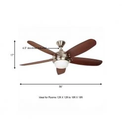 Home Decorators Collection Breezemore 56 in. Indoor LED Brushed Nickel Ceiling Fan with Light Kit, Downrod, DC Motor and Remote Control -Home Decorators Soldes brushed nickel home decorators collection ceiling fans with lights 51558 a0 1000