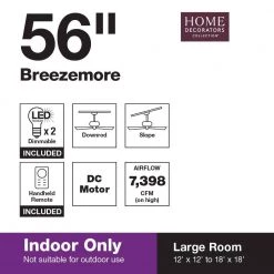 Home Decorators Collection Breezemore 56 in. Indoor LED Brushed Nickel Ceiling Fan with Light Kit, Downrod, DC Motor and Remote Control -Home Decorators Soldes brushed nickel home decorators collection ceiling fans with lights 51558 c3 1000