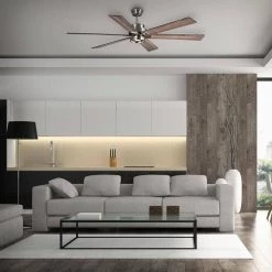 Home Decorators Collection Statewood 70 in. Indoor LED Brushed Nickel Ceiling Fan with Light Kit, Downrod, Remote Control and 6 Reversible Blades -Home Decorators Soldes brushed nickel home decorators collection ceiling fans with lights 51770 40 1000