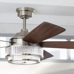 Home Decorators Collection Caldwell 52 in. Indoor Integrated LED Brushed Nickel Dry Rated Ceiling Fan with Light Kit and Remote Control -Home Decorators Soldes brushed nickel home decorators collection ceiling fans with lights 52384 40 1000