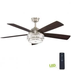 Home Decorators Collection Caldwell 52 in. Indoor Integrated LED Brushed Nickel Dry Rated Ceiling Fan with Light Kit and Remote Control -Home Decorators Soldes brushed nickel home decorators collection ceiling fans with lights 52384 66 1000