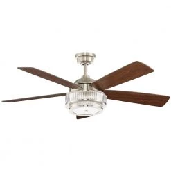 Home Decorators Collection Caldwell 52 in. Indoor Integrated LED Brushed Nickel Dry Rated Ceiling Fan with Light Kit and Remote Control -Home Decorators Soldes brushed nickel home decorators collection ceiling fans with lights 52384 c3 1000