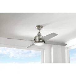 Home Decorators Collection Mercer 52 in. Integrated LED Indoor Brushed Nickel Ceiling Fan with Light Kit works with Google Assistant and Alexa -Home Decorators Soldes brushed nickel home decorators collection ceiling fans with lights 54725 bond 66 1000