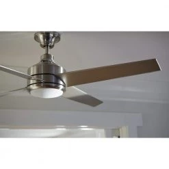Home Decorators Collection Mercer 52 in. LED Indoor Brushed Nickel Ceiling Fan with Light Kit and Remote Control -Home Decorators Soldes brushed nickel home decorators collection ceiling fans with lights 54725 c3 1000
