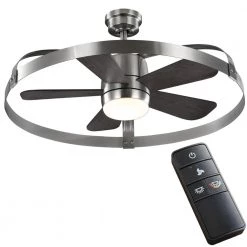 Home Decorators Collection Harrington 36 in. White Color Changing Integrated LED Brushed Nickel Ceiling Fan with Light Kit and Remote Control