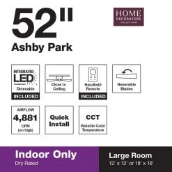 Home Decorators Collection Ashby Park 52 in. White Color Changing Integrated LED Brushed Nickel Ceiling Fan with Light Kit and Remote Control -Home Decorators Soldes brushed nickel home decorators collection ceiling fans with lights 59252 fa 1000