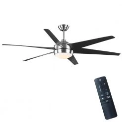 Home Decorators Collection Windward 68 in. White Color Changing Integrated LED Brushed Nickel Ceiling Fan with Light Kit, DC Motor and Remote