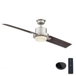 Home Decorators Collection Radley 60 in. LED Brushed Nickel Ceiling Fan with Light and Remote Control works with Google and Alexa