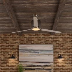 Home Decorators Collection Railey 60 in. LED Indoor Brushed Nickel Ceiling Fan with Light Kit and Remote Control -Home Decorators Soldes brushed nickel home decorators collection ceiling fans with lights yg446 bn 4f 1000