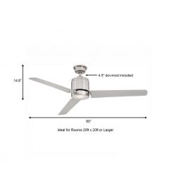 Home Decorators Collection Railey 60 in. LED Indoor Brushed Nickel Ceiling Fan with Light Kit and Remote Control -Home Decorators Soldes brushed nickel home decorators collection ceiling fans with lights yg446 bn a0 1000
