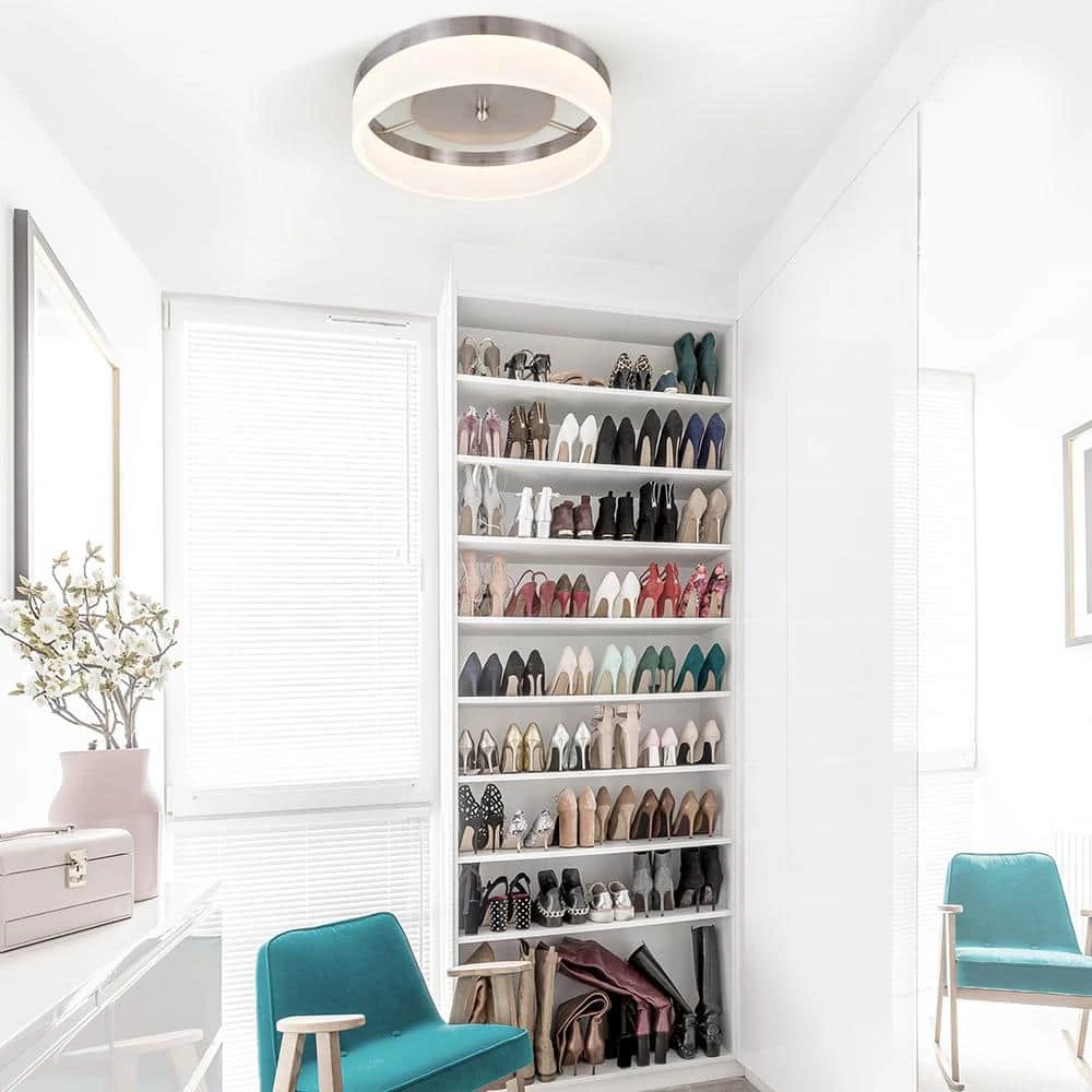 Home Decorators Collection 13.75 in. 21-Watt Brushed Nickel Integrated LED Ceiling Flush Mount 5 Home Decorators Collection 13.75 in. 21-Watt Brushed Nickel Integrated LED Ceiling Flush Mount - Image 3