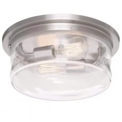 Home Decorators Collection Silveroak 13 in. 2-Light Brushed Nickel Flush Mount with Clear Seedy Glass Shade -Home Decorators Soldes brushed nickel home decorators collection flush mount lights 23950 66 1000