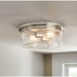 Home Decorators Collection Silveroak 13 in. 2-Light Brushed Nickel Flush Mount with Clear Seedy Glass Shade -Home Decorators Soldes brushed nickel home decorators collection flush mount lights 23950 e1 1000