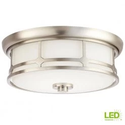 Home Decorators Collection Portland Court 14 in. Brushed Nickel LED Flush Mount Ceiling Light -Home Decorators Soldes brushed nickel home decorators collection flush mount lights 23952 1f 1000