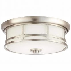 Home Decorators Collection Portland Court 14 in. Brushed Nickel LED Flush Mount Ceiling Light