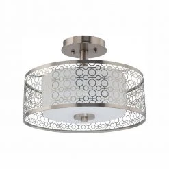 Home Decorators Collection Toberon 14 in. 1-Light Brushed Nickel LED Semi Flush Mount Ceiling Light
