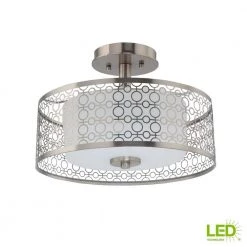 Home Decorators Collection Toberon 14 in. 1-Light Brushed Nickel LED Semi Flush Mount Ceiling Light -Home Decorators Soldes brushed nickel home decorators collection flush mount lights 7914hdc 66 1000