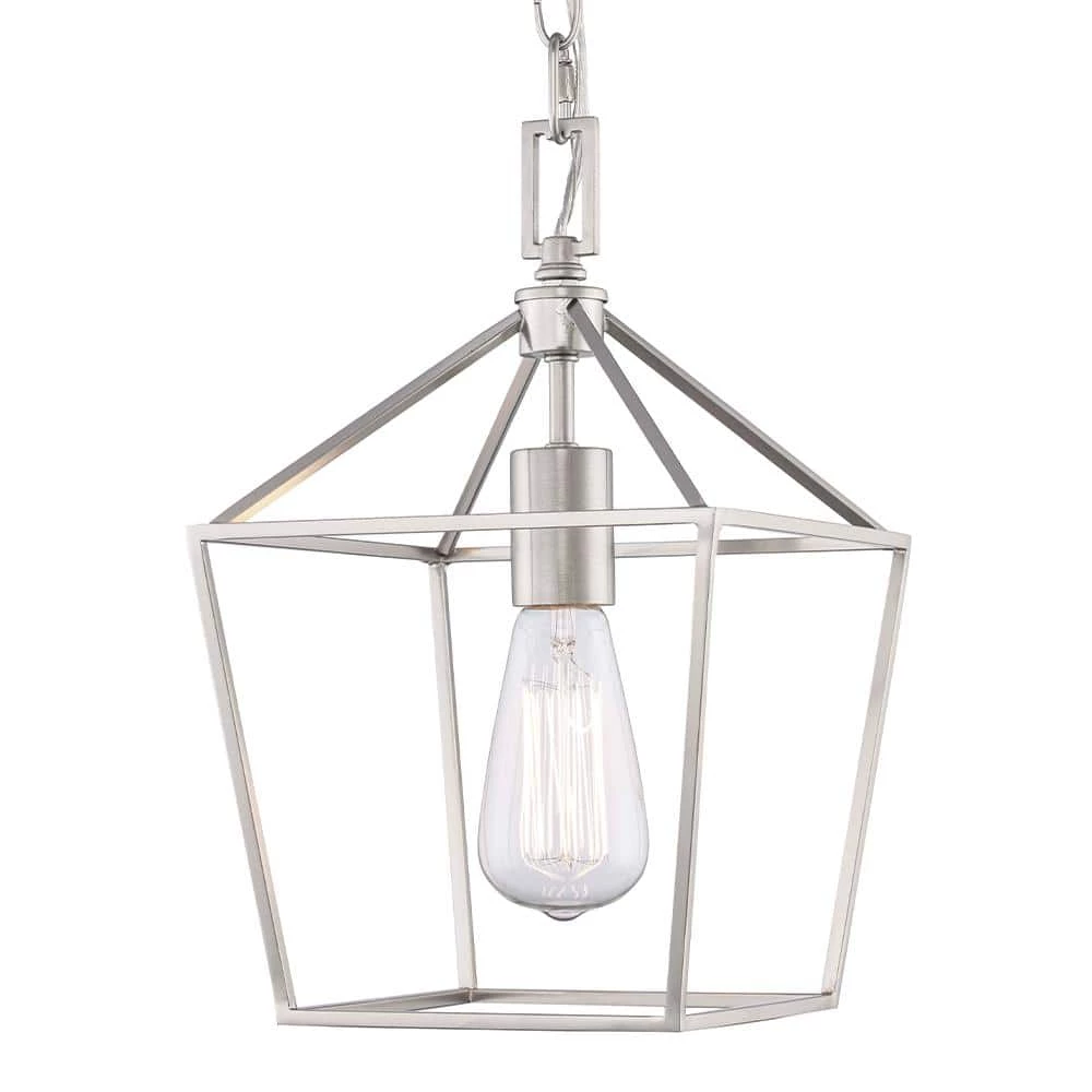 Home Decorators Collection Weyburn 1-Light Caged Brushed Nickel Farmhouse Hanging Mini Kitchen Pendant Light 9 Home Decorators Collection Weyburn 1-Light Caged Brushed Nickel Farmhouse Hanging Mini Kitchen Pendant Light - Image 7