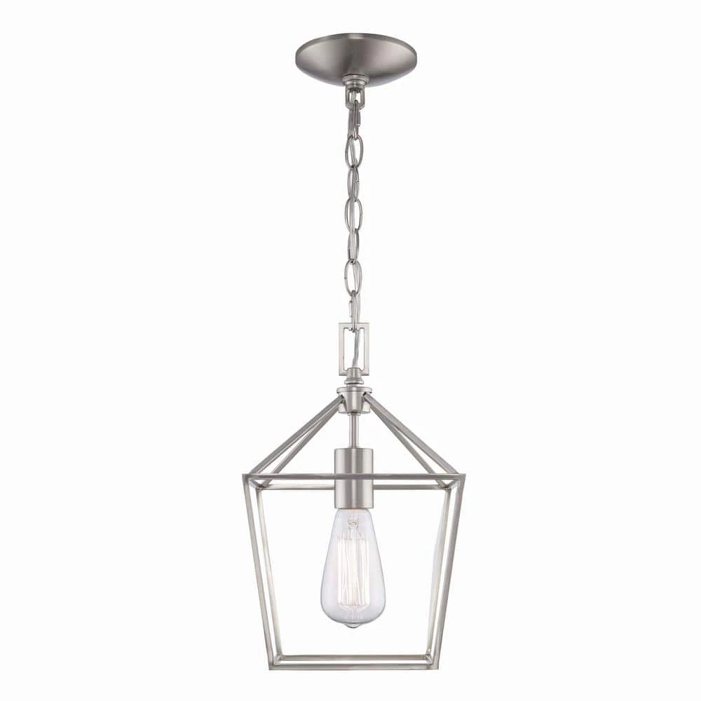 Home Decorators Collection Weyburn 1-Light Caged Brushed Nickel Farmhouse Hanging Mini Kitchen Pendant Light 7 Home Decorators Collection Weyburn 1-Light Caged Brushed Nickel Farmhouse Hanging Mini Kitchen Pendant Light - Image 5