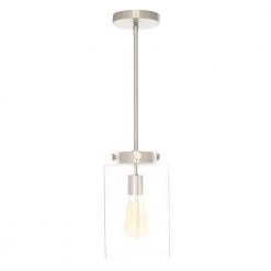 Home Decorators Collection Mullins 1-Light Brushed Nickel Mini Pendant with Clear Glass Shade -Home Decorators Soldes brushed nickel home decorators collection pendant lights 27228 66 1000