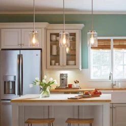 Home Decorators Collection Mullins 1-Light Brushed Nickel Mini Pendant with Clear Glass Shade -Home Decorators Soldes brushed nickel home decorators collection pendant lights 27228 76 1000