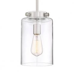 Home Decorators Collection Mullins 1-Light Brushed Nickel Mini Pendant with Clear Glass Shade -Home Decorators Soldes brushed nickel home decorators collection pendant lights 27228 77 1000
