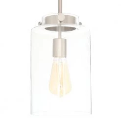Home Decorators Collection Mullins 1-Light Brushed Nickel Mini Pendant with Clear Glass Shade -Home Decorators Soldes brushed nickel home decorators collection pendant lights 27228 d4 1000
