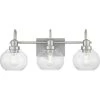 Home Decorators Collection Halyn 23 in. 3-Light Brushed Nickel Bathroom Vanity Light with Clear Glass Shades -Home Decorators Soldes brushed nickel home decorators collection vanity lighting 1019hdcbndi 64 1000