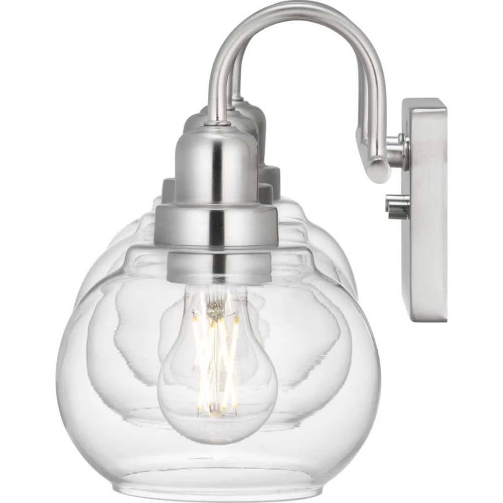 Home Decorators Collection Halyn 23 in. 3-Light Brushed Nickel Bathroom Vanity Light with Clear Glass Shades 13 Home Decorators Collection Halyn 23 in. 3-Light Brushed Nickel Bathroom Vanity Light with Clear Glass Shades - Image 11