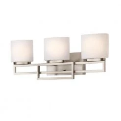 Home Decorators Collection Tustna 3-Light Brushed Nickel Bathroom Vanity Light with Opal Glass Shades