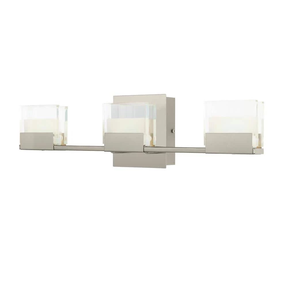 Home Decorators Collection VICINO 3-Light Brushed Nickel Integrated LED Bathroom Vanity Light Bar 7 Home Decorators Collection VICINO 3-Light Brushed Nickel Integrated LED Bathroom Vanity Light Bar - Image 5