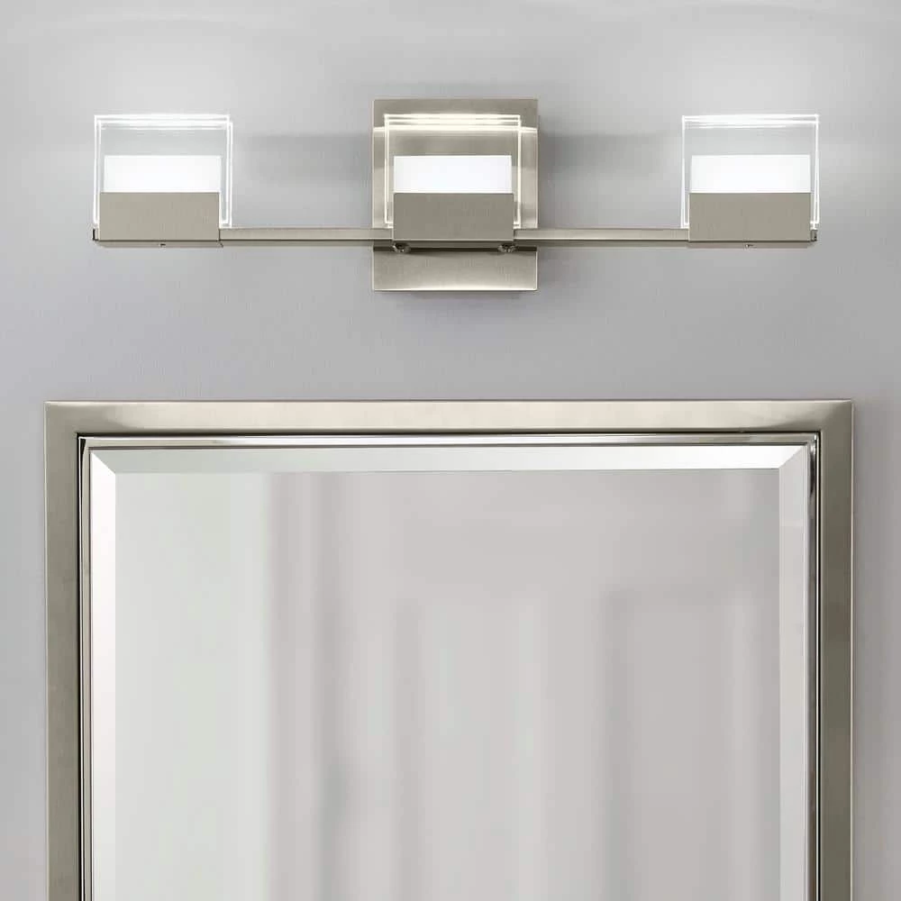 Home Decorators Collection VICINO 3-Light Brushed Nickel Integrated LED Bathroom Vanity Light Bar 5 Home Decorators Collection VICINO 3-Light Brushed Nickel Integrated LED Bathroom Vanity Light Bar - Image 3