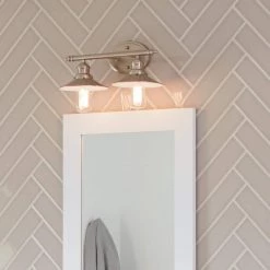 Home Decorators Collection Glenhurst 16 in. 2-Light Brushed Nickel Farmhouse Bathroom Vanity Light Fixture with Metal Shades -Home Decorators Soldes brushed nickel home decorators collection vanity lighting hd 8002 bn d4 1000