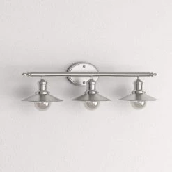 Home Decorators Collection Glenhurst 25 in. 3-Light Brushed Nickel Farmhouse Bathroom Vanity Light Fixture with Metal Shades -Home Decorators Soldes brushed nickel home decorators collection vanity lighting hd 8003 bn 31 1000