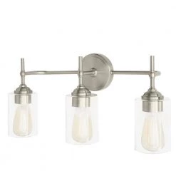 Home Decorators Collection Ayelen 22 in. 3-Light Brushed Nickel Modern Bathroom Vanity Light -Home Decorators Soldes brushed nickel with clear glass home decorators collection vanity lighting 39109 hbu 1d 1000