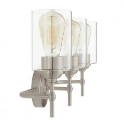 Home Decorators Collection Ayelen 22 in. 3-Light Brushed Nickel Modern Bathroom Vanity Light -Home Decorators Soldes brushed nickel with clear glass home decorators collection vanity lighting 39109 hbu 66 1000