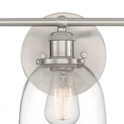 Home Decorators Collection Evelyn 26.75 in. 3-Light Brushed Nickel Modern Industrial Bathroom Vanity Light with Clear Glass Shades -Home Decorators Soldes brushed nickel with clear glass home decorators collection vanity lighting hb2586 35 4f 1000