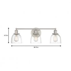 Home Decorators Collection Evelyn 26.75 in. 3-Light Brushed Nickel Modern Industrial Bathroom Vanity Light with Clear Glass Shades -Home Decorators Soldes brushed nickel with clear glass home decorators collection vanity lighting hb2586 35 a0 1000