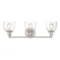 Home Decorators Collection Evelyn 26.75 in. 3-Light Brushed Nickel Modern Industrial Bathroom Vanity Light with Clear Glass Shades -Home Decorators Soldes brushed nickel with clear glass home decorators collection vanity lighting hb2586 35 c3 1000