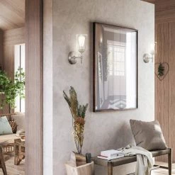 Home Decorators Collection Ayelen 1-Light Brushed Nickel Indoor Wall Sconce, Modern Wall Light -Home Decorators Soldes brushed nickel with clear glass home decorators collection wall sconces 39342 hbu 31 1000