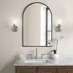 Home Decorators Collection Ayelen 1-Light Brushed Nickel Indoor Wall Sconce, Modern Wall Light -Home Decorators Soldes brushed nickel with clear glass home decorators collection wall sconces 39342 hbu 44 1000