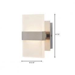 Home Decorators Collection Alberson 5 in. Brushed Nickel 2-Light LED Sconce -Home Decorators Soldes brushed nickel with frosted glass home decorators collection wall sconces 28616 hbur 40 1000