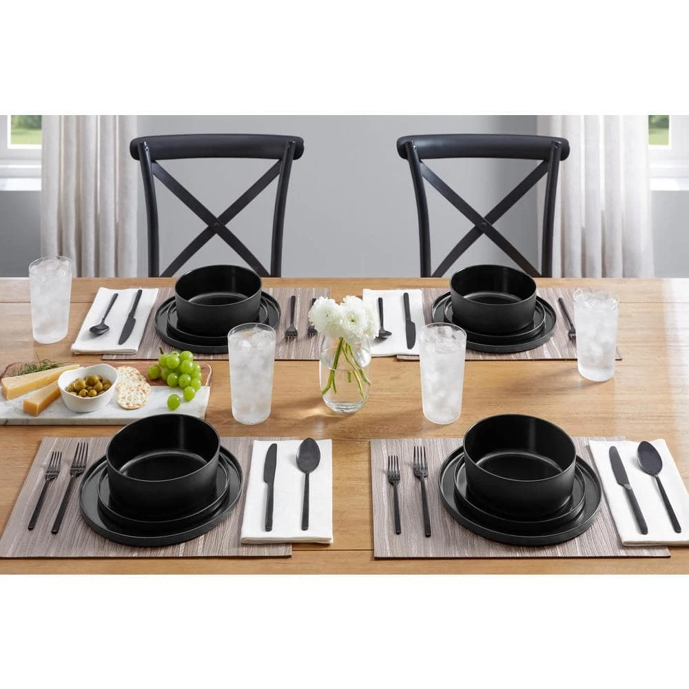 Home Decorators Collection Trenblay Melamine Dinnerware Set in Charcoal Black (Service For 4) 7 Home Decorators Collection Trenblay Melamine Dinnerware Set in Charcoal Black (Service For 4) - Image 5